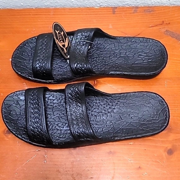 NEW PALI HAWAII UNISEX BLACK RUBBER WATERPROOF COMFORTABLE SLIDE SANDAL SIZE 12 - Picture 2 of 8